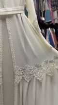Women's mint green chiffon abaya set front view