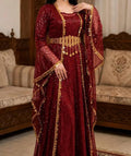 Turkish Sequin Kaftan in Gold with gold coin trim