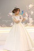 Girls emerald green luxury ball gown back view with bow
