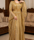 Turkish Sequin Kaftan in Mauve Pink with gold coin trim