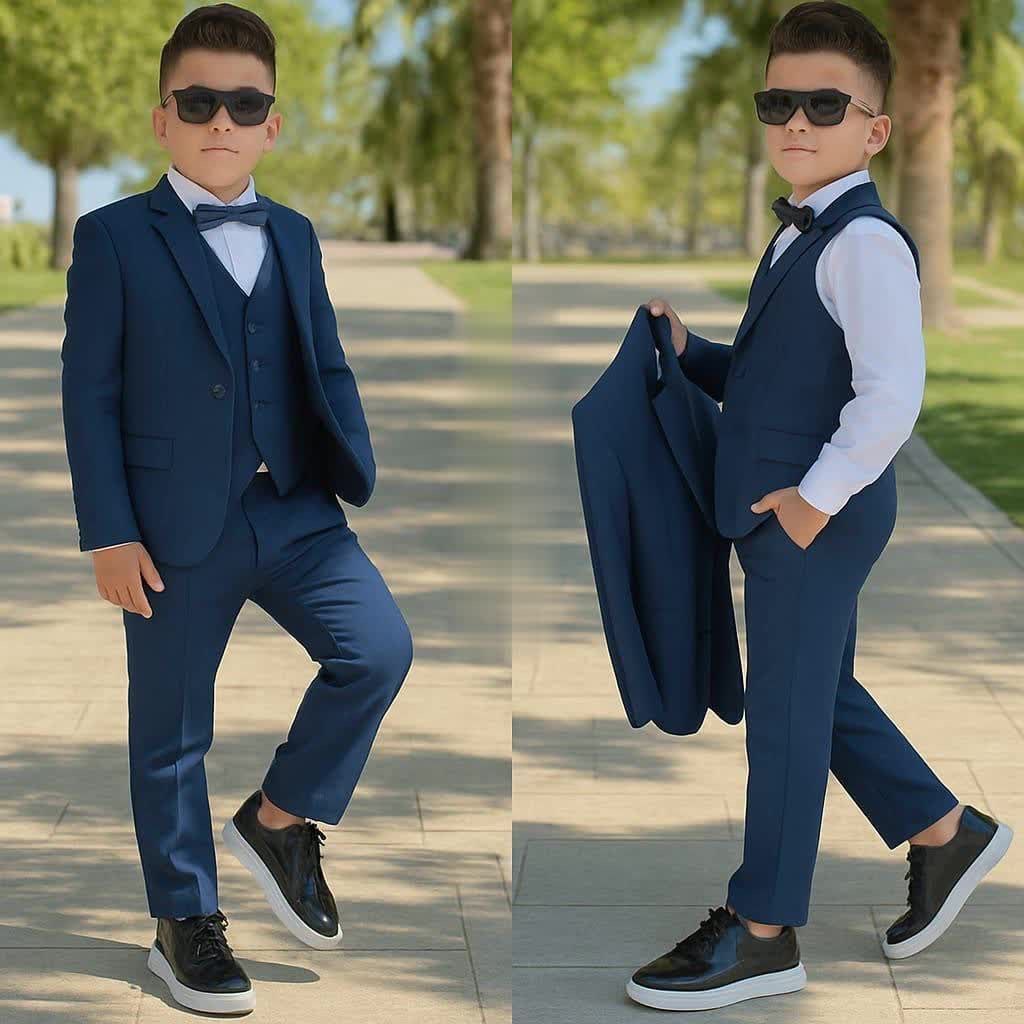 Boys dark green rhinestone trim suit - No. 129