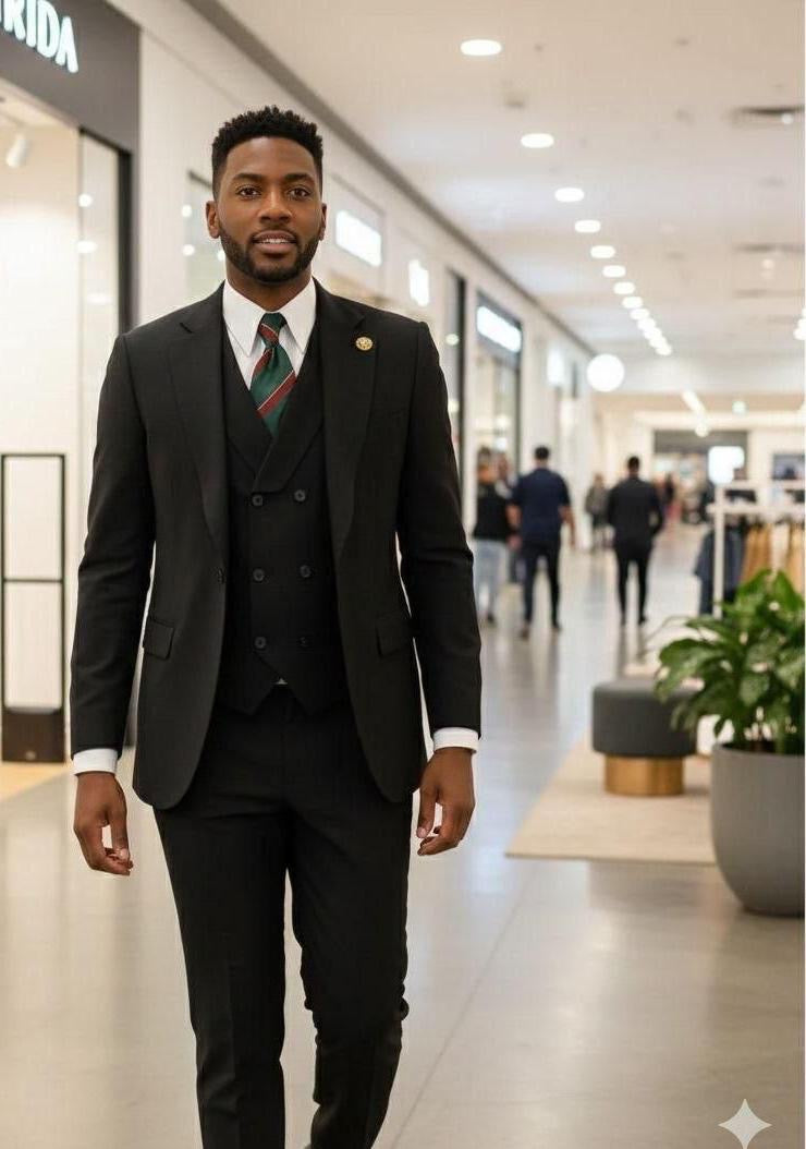 Men's 3-piece brown wool suit - front view