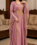 Turkish Sequin Kaftan in Sage Green with gold coin trim