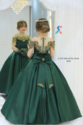 Girls emerald green luxury ball gown front view