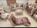 Cream baroque sofa set detail view
