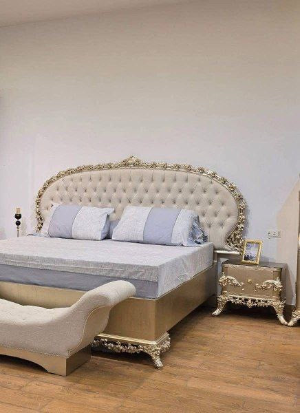 Full silver baroque bedroom set with wardrobe and vanity