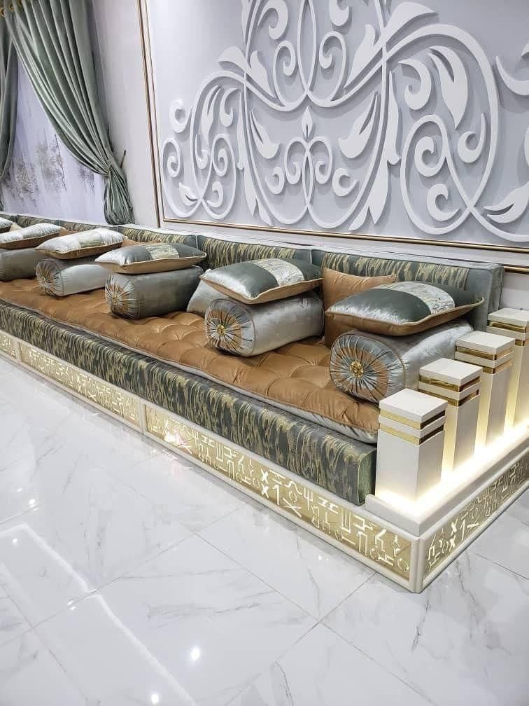 Luxury silver baroque console table with oval mirror and rattan shelf