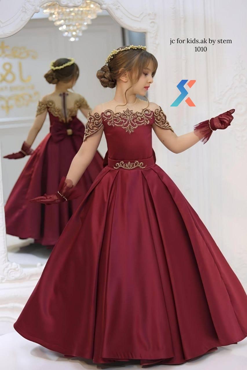 Girls white ivory luxury ball gown gloves detail