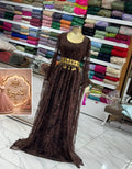 Women's luxury Turkish handmade dusty rose sequin dress with silver belt