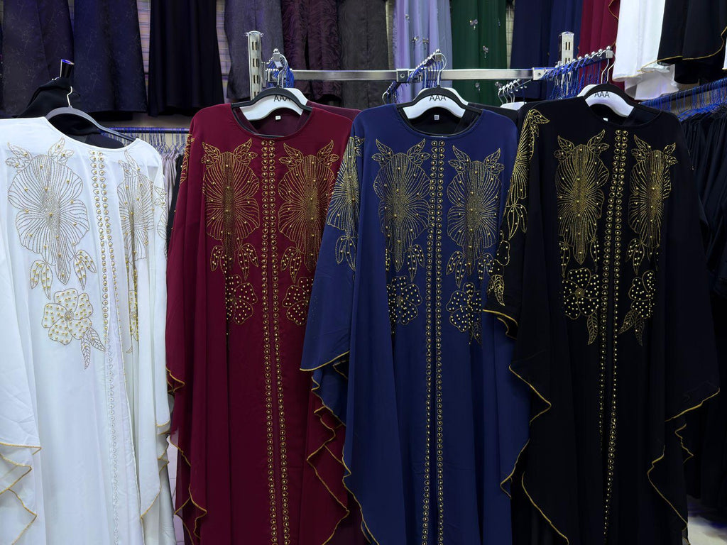 Women's Gold Bead Embroidered Kaftan Abaya - Multiple Colors