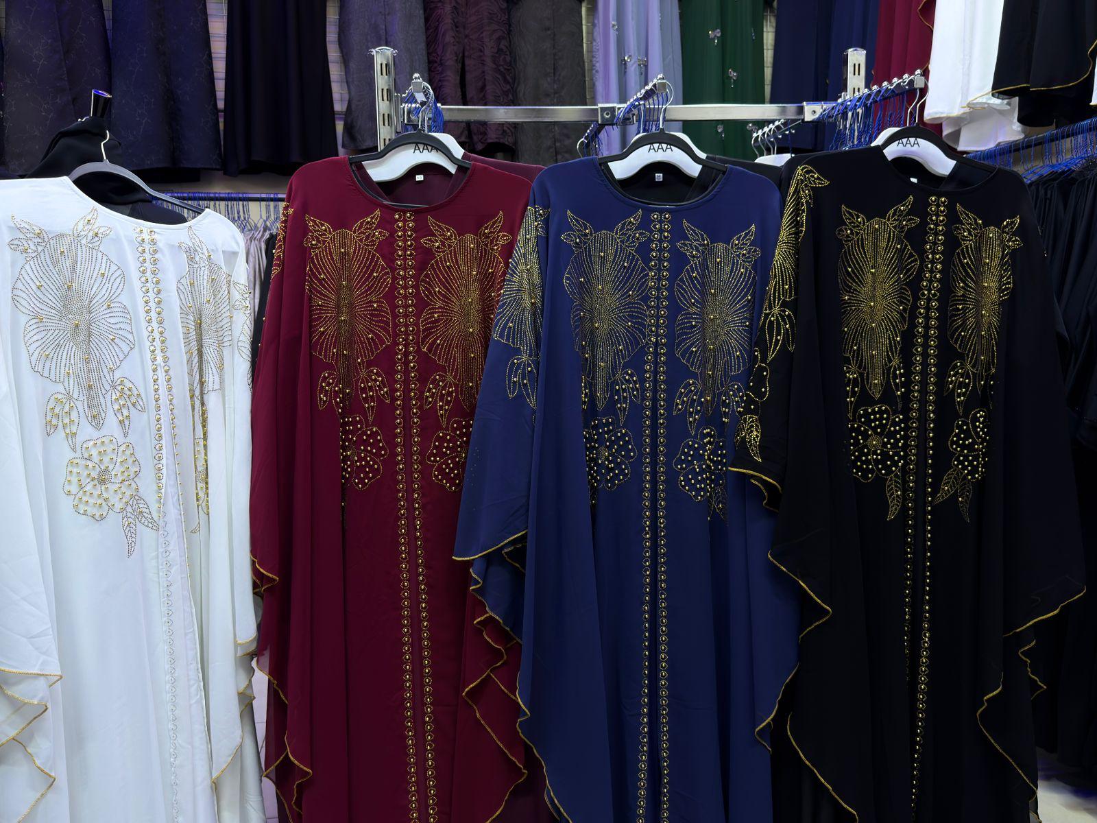 Women's Gold Bead Embroidered Kaftan Abaya - Multiple Colors