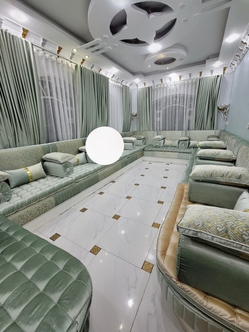Luxury Arabic Majlis Seating Set with LED Carved Tables | مجلس عربي فاخر