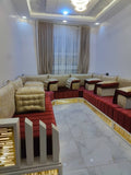 Luxury Teal & Gold Arabic Majlis Set with Dark Wood Base