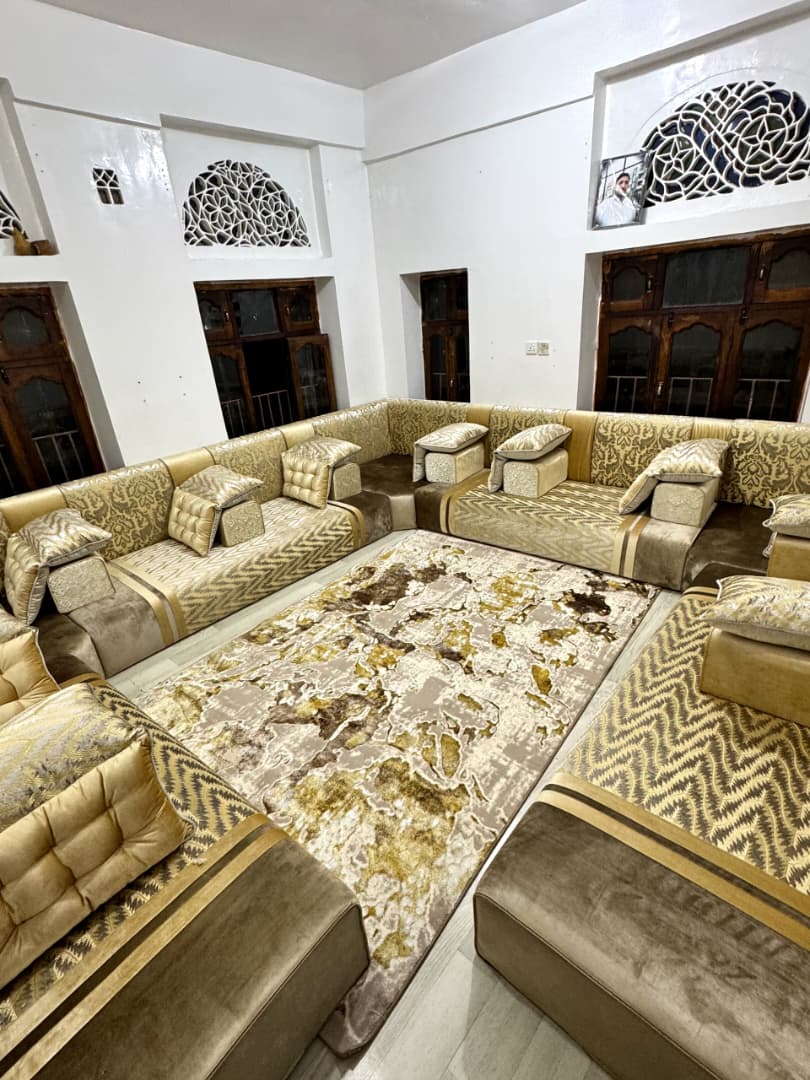 Luxury Steel Blue & Cream Arabic Majlis Set