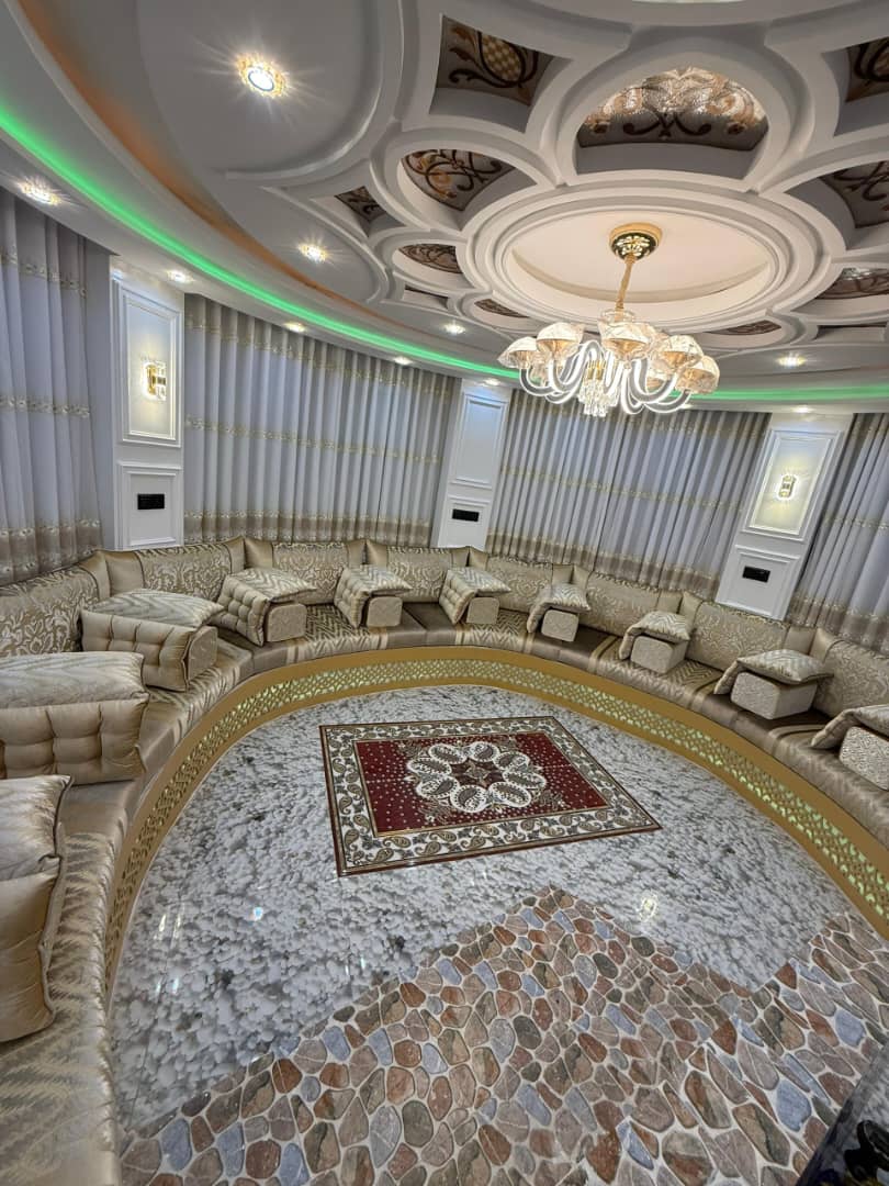 Luxury Champagne Gold Jacquard Arabic Majlis Set