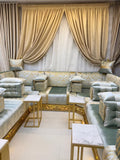 Luxury Rose Pink Arabic Majlis Set with Gold Tea Trolley
