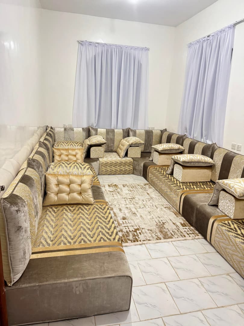 Luxury Cream & Gold Arabic Floor Majlis Set