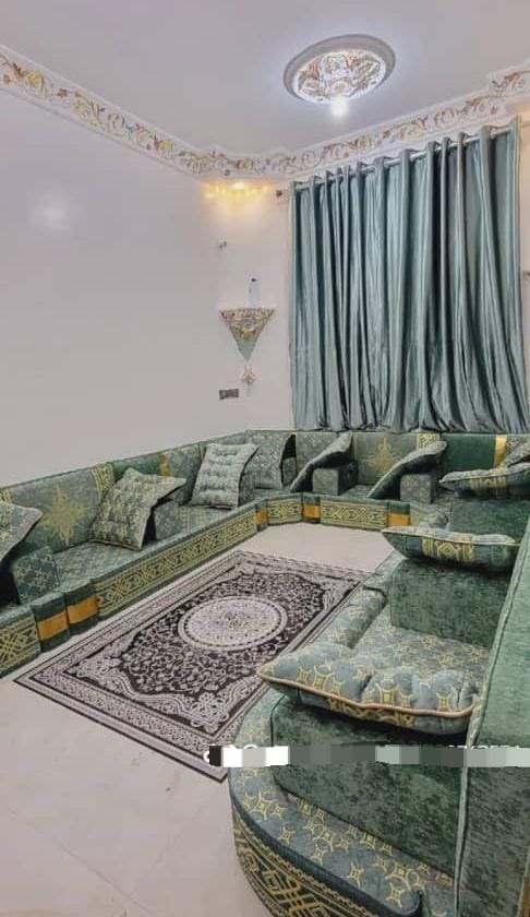 Luxury Champagne Striped Arabic Majlis Set