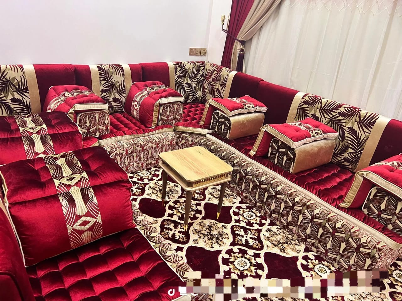 Luxury Navy & Gold Arabic Majlis Set with Crystal Accessories
