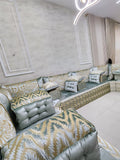 Luxury Mocha & Gold Striped Arabic Majlis Set