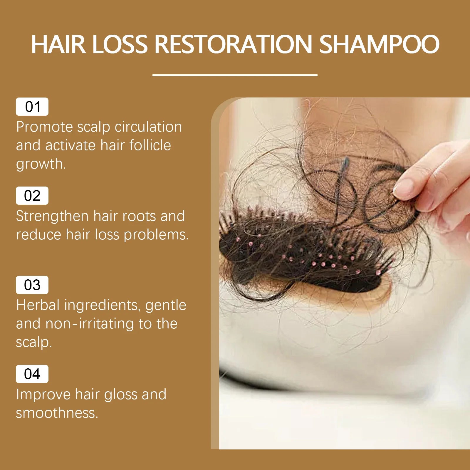 Anti Hair Loss Shampoo for Hair Growth Nourishing Follicles Scalp Itching Relief Dry Frizz Split Ends Damage Hair Repair Shampoo
