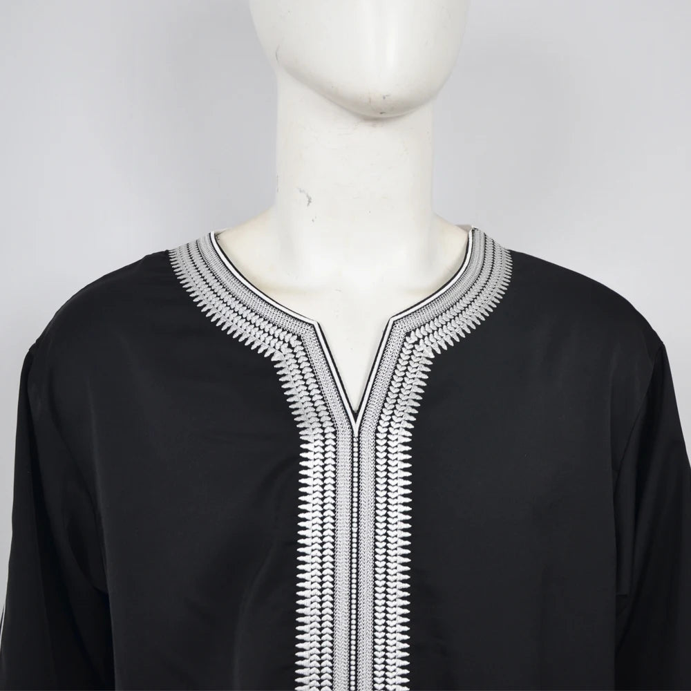 Boys' Short Sleeve Embroidered Thobe