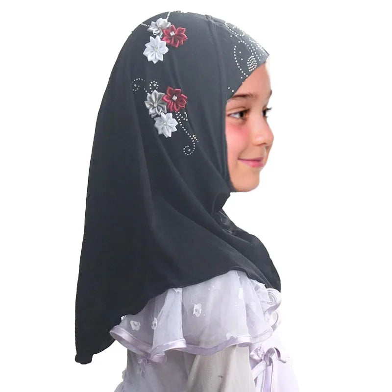 Girls' Instant Hijab with Flowers