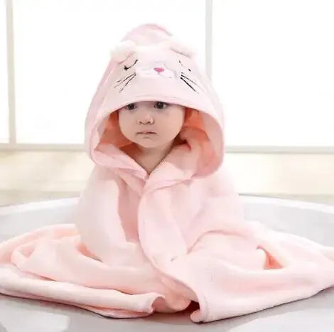 Kids' Hooded Coral Fleece Bathrobe