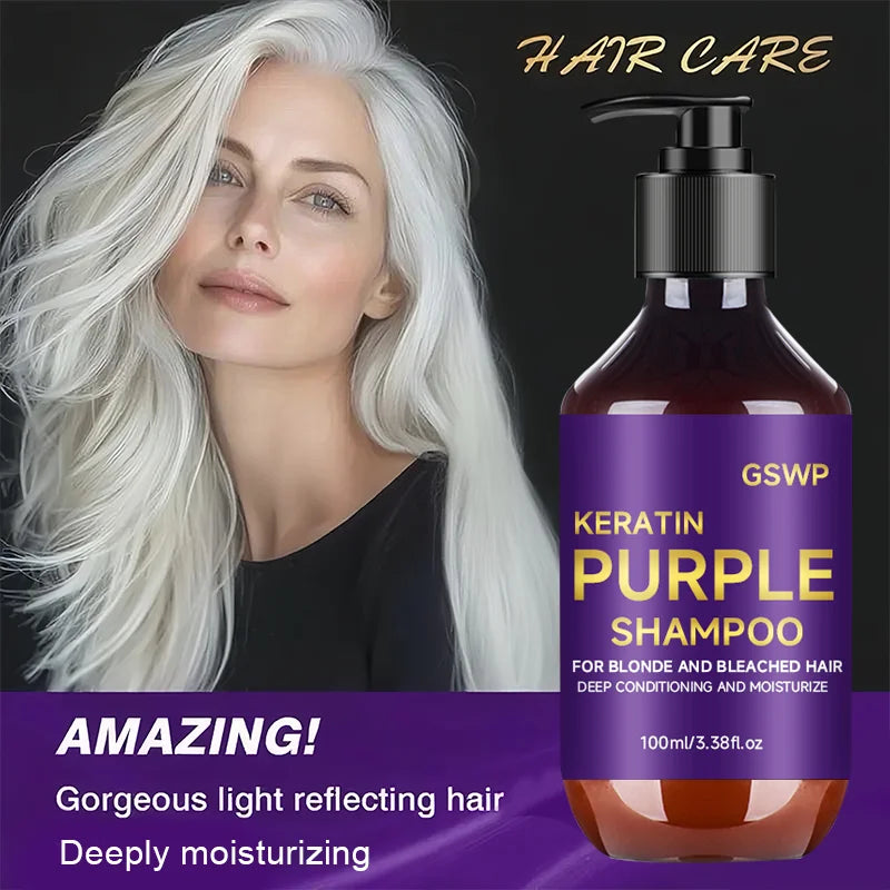 GSWP Purple Shampoo and Conditioner Set Cleanses and Deeply Moisturizes Hair, Suitable for Blonde, Gray, and Silver Hair.200g