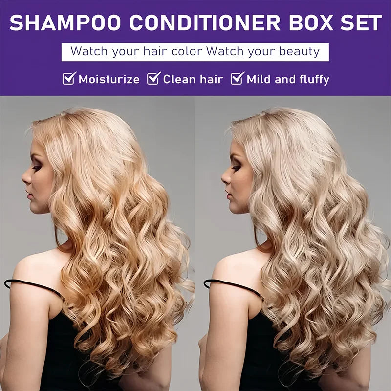 GSWP Purple Shampoo and Conditioner Set Cleanses and Deeply Moisturizes Hair, Suitable for Blonde, Gray, and Silver Hair.200g