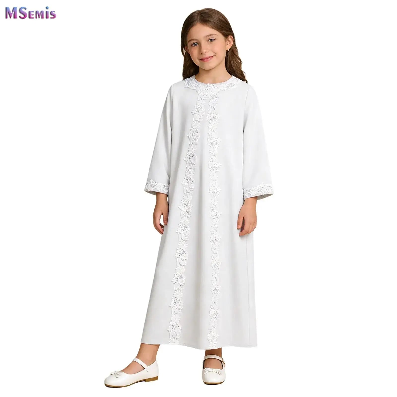 Girls' Embroidered Kaftan Dress