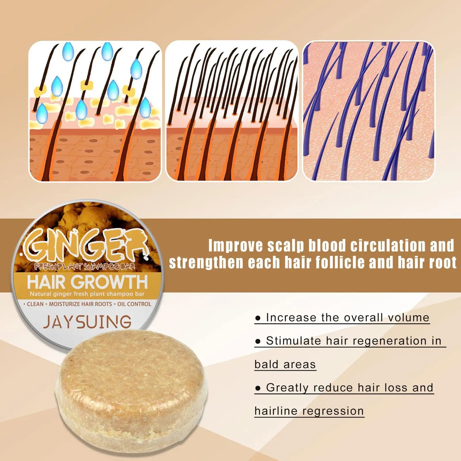 Ginger Shampoo Soap Handmade Hair Shampoo Soap Strengthen Hair Roots Cold Processed Shampoo Bar Plant Hair Shampoos Hair Care