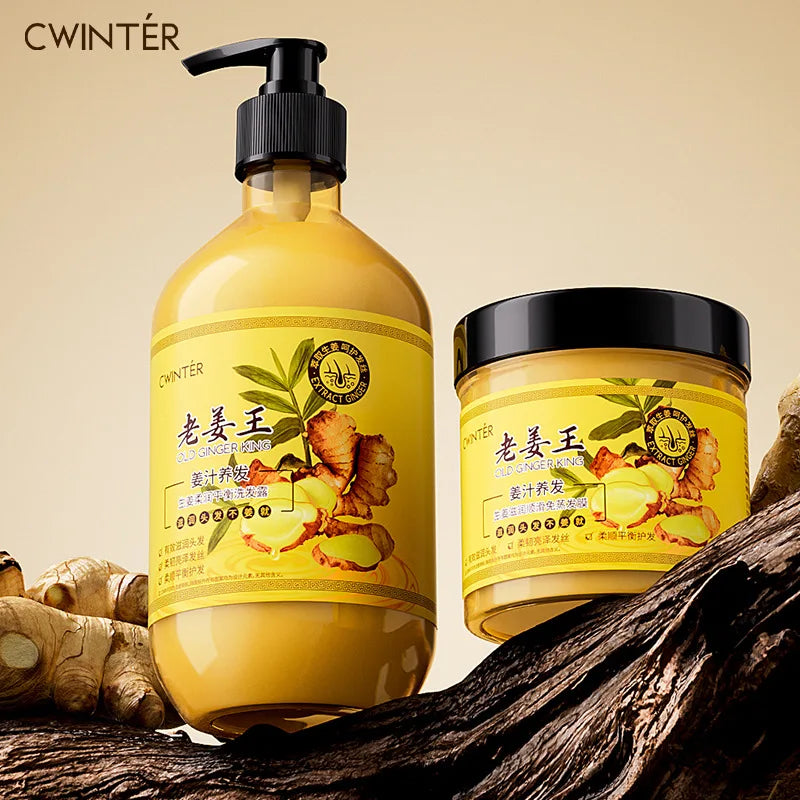 Ginger King Soft and Balanced Shampoo 500ml Smooth Hair Mask Hydrating Moisturizing Wash Kit