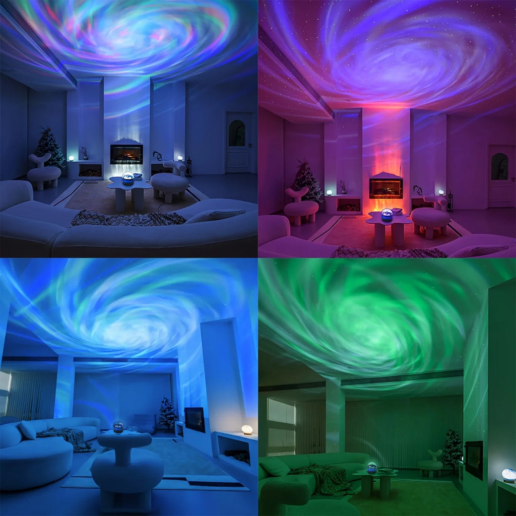 أضواء الليل LED Galaxy Projector التحكم عن بعد 5V USB قابلة للشحن مصباح السماء المرصعة بالنجوم DMX الصوت النشط 7 أوضاع لتزيين غرفة الأطفال