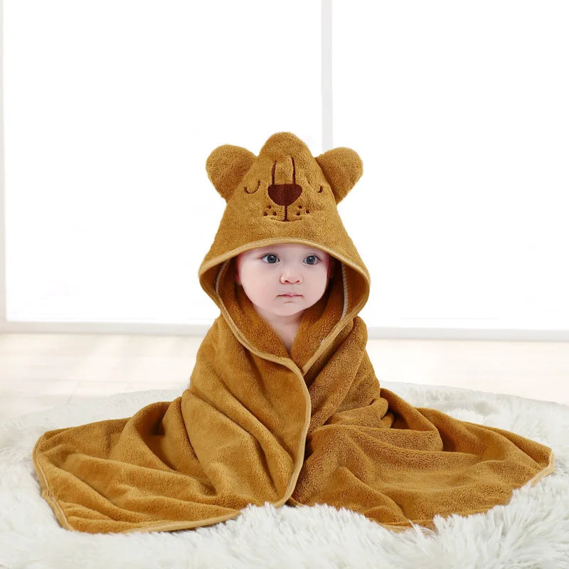 Kids' Hooded Coral Fleece Bathrobe