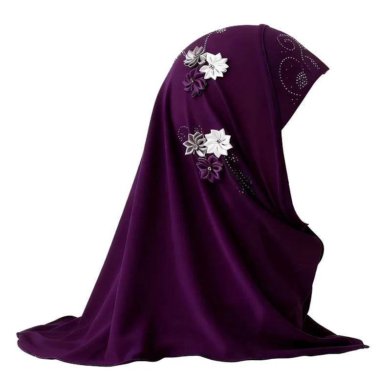 Girls' Instant Hijab with Flowers