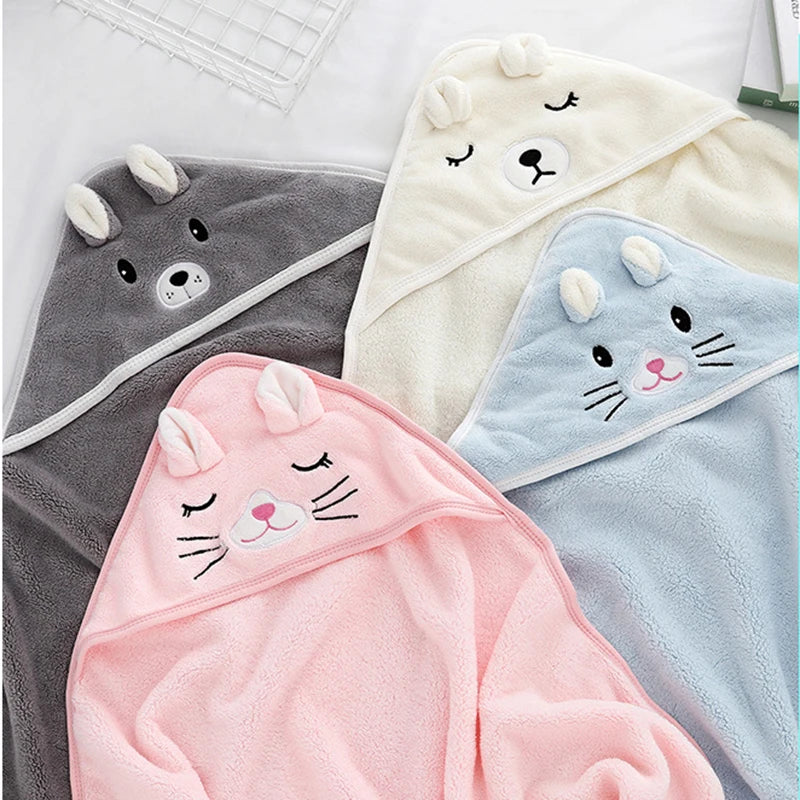 Kids' Hooded Coral Fleece Bathrobe