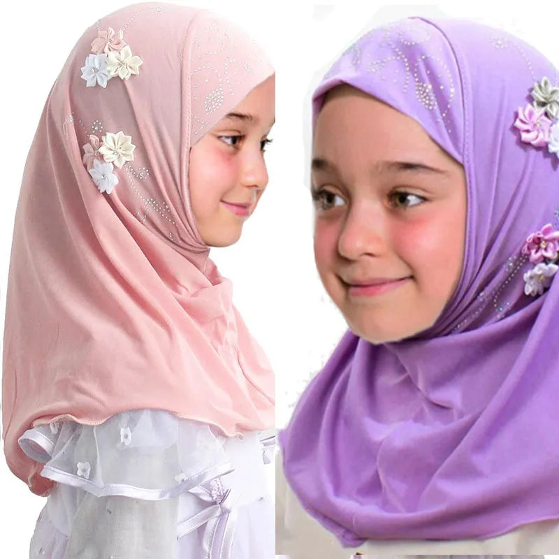 Girls' Instant Hijab with Flowers