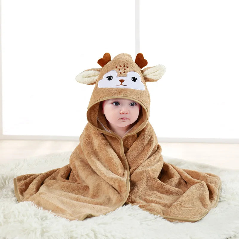 Kids' Hooded Coral Fleece Bathrobe