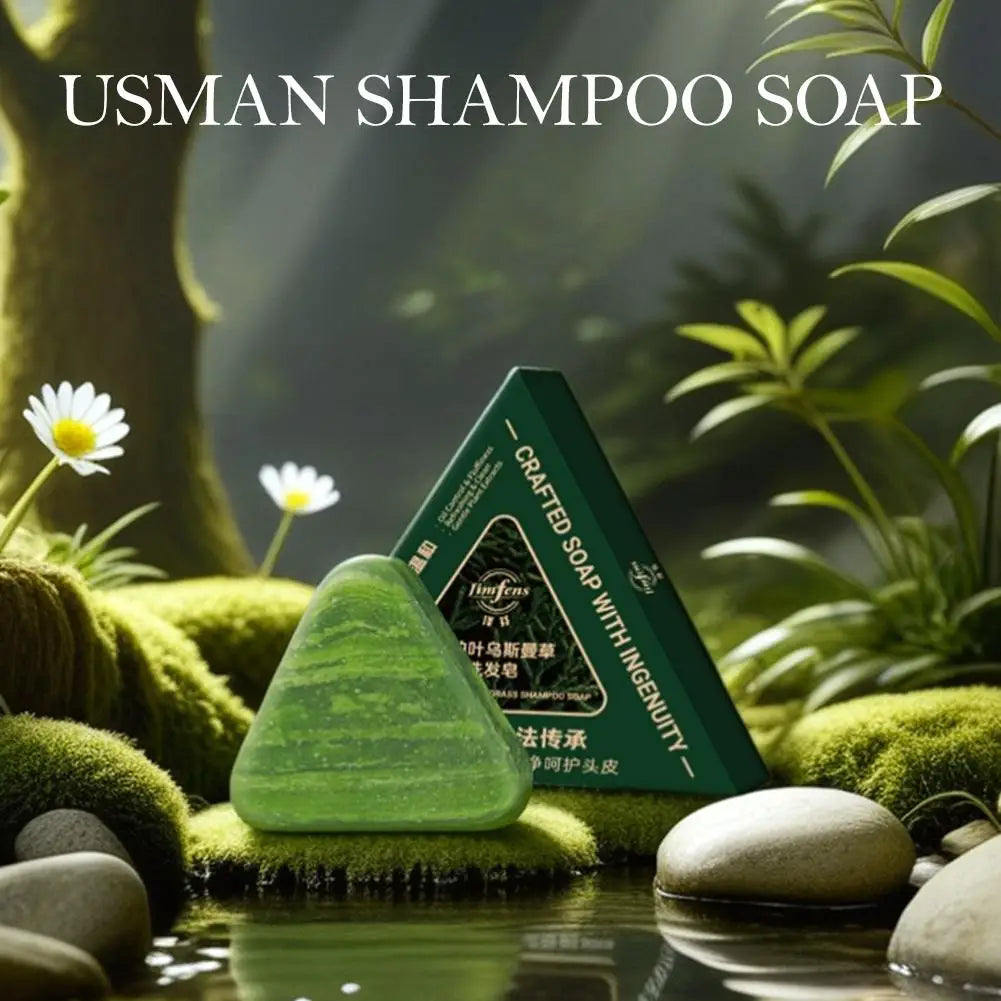 Herbal Biotin & Usma Shampoo Bar for Hair, Oil Control Scalp Care Soap for Itchy Dandruff, Volumizing Smooth for Oily Hair
