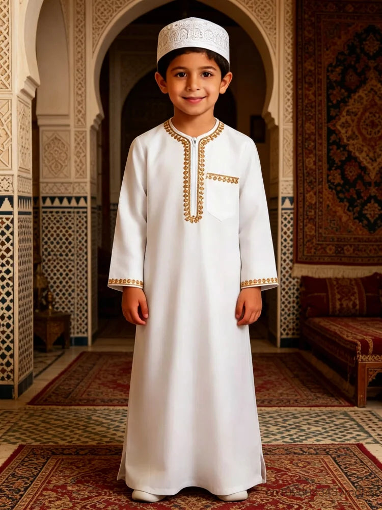 Boys' Embroidered Arabic Thobe