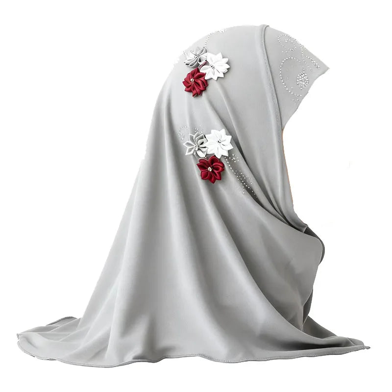 Girls' Instant Hijab with Flowers