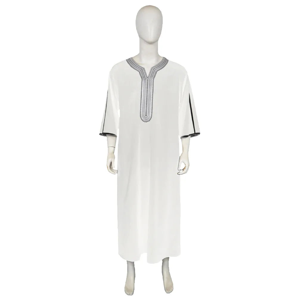 Boys' Short Sleeve Embroidered Thobe