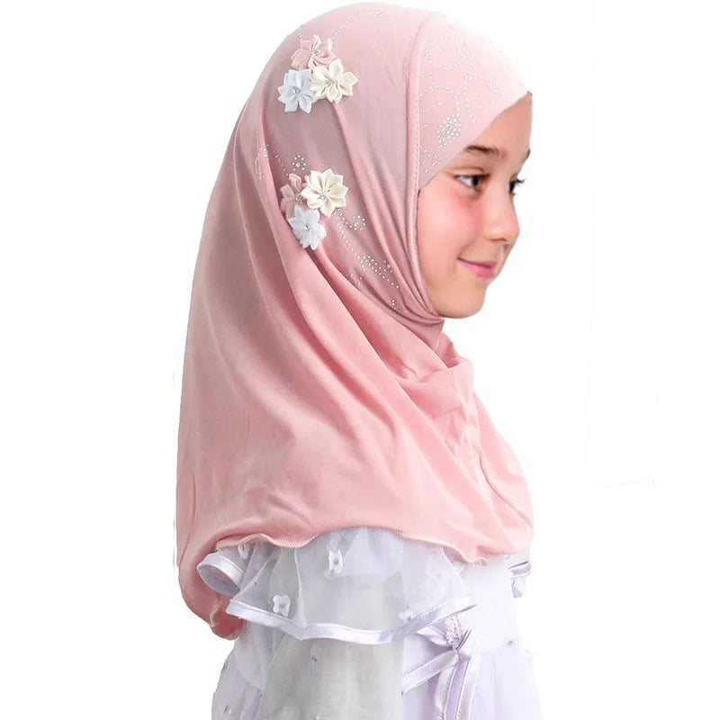Girls' Instant Hijab with Flowers