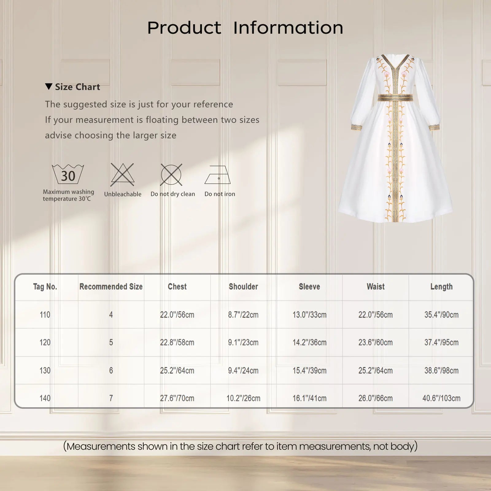 Girls' Printed Abaya Gown