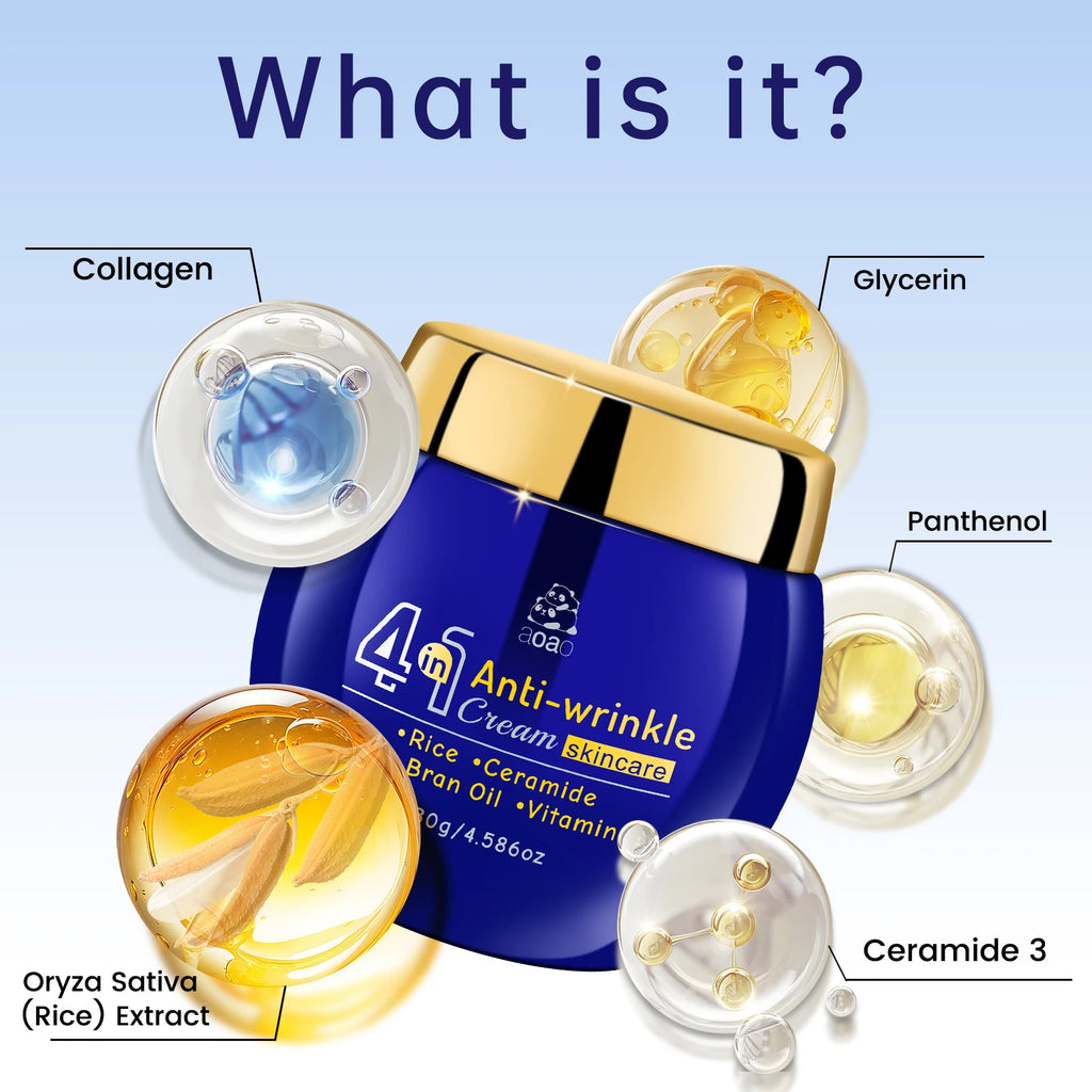 4-in-1 Anti-Wrinkle Rice Cream – Ceramides, Rice Bran Oil & Vitamin E