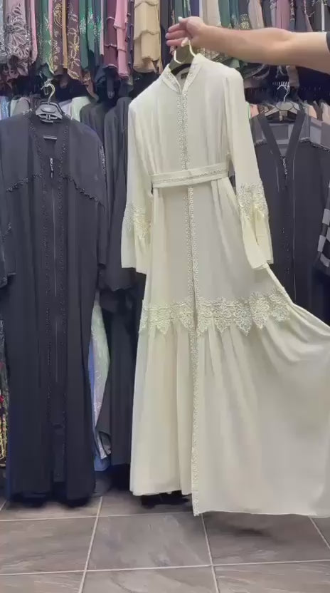 Women's 2-Piece Embroidered Chiffon Abaya Set