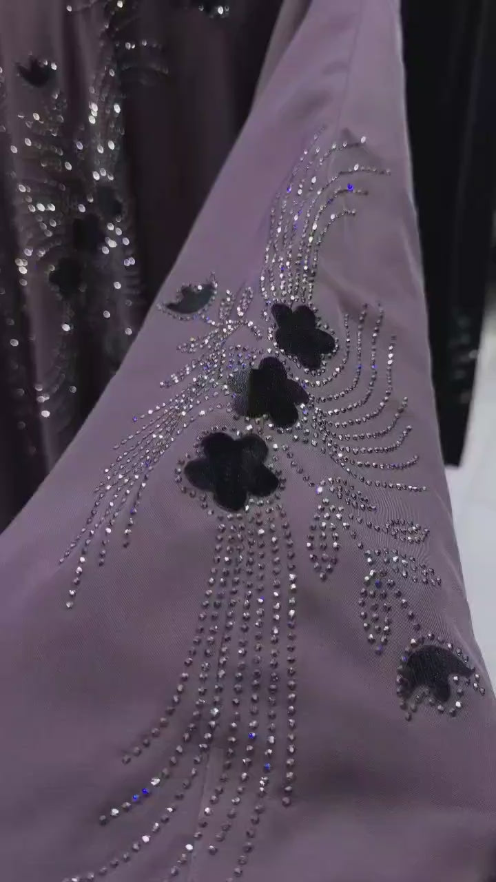 Women's Rhinestone Embroidered Emirati Abaya | عباية إماراتية مطرزة بالكريستال