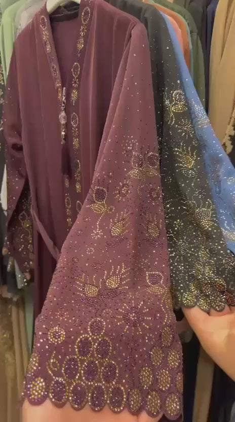 Girls' Embroidered Abaya - Multiple Colors