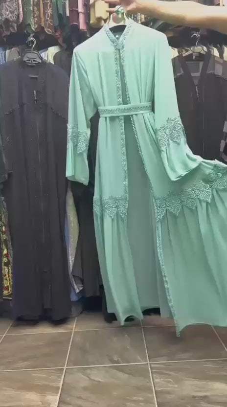 Women's 2-Piece Embroidered Chiffon Abaya Set